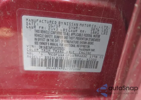 2018 Nissan Sentra Sv from USA, damaged, VIN 3N1AB7AP2JY325052